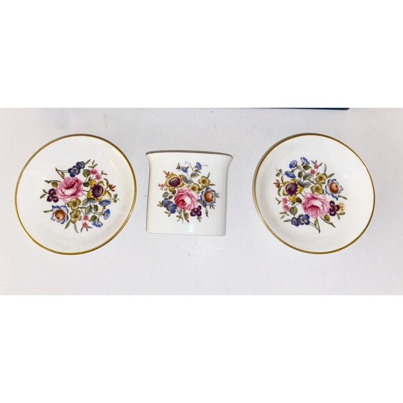 Royal Worcester Bone China Floral Trinket Dishes and Container/Vase - Picture 3 of 12